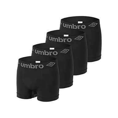 Umbro Caleçon Homme sans Déformation, Boxer Homme, Confortable, Ajustement Parfait (Lot de 4), Noir, Taille S/M