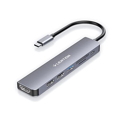 LENTION Hub USB C avec Charge PD 100 W, HDMI 4K, Lecteur de Carte SD/Micro SD, USB 3.0, pour MacBook Pro 2024-2016, Nouveau Mac Air/Surface, Chromebook, iPhone 16/15 Plus, Adaptateur Pilote Stable