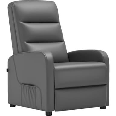 COMHOMA Fauteuil de Relaxation, Fauteuil Inclinable avec Dossier Réglable Jusqu'à 160° Manuellement, avec Repose-Pieds Fauteuils Rembourré Sac à Ressorts Simple Salon Chambre Home Cinéma PU-Gris