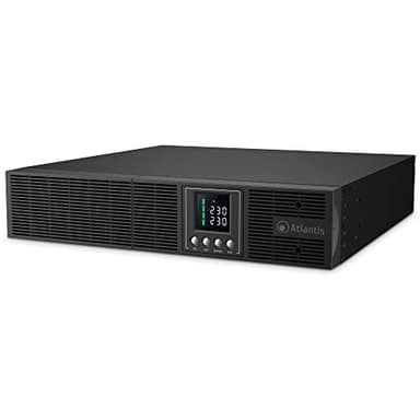 Atlantis A03-OP2002-RC Onduleur (UPS) Online Double Conversion et Pure sinusoïde avec Une Puissance de 2000VA/1350W, Serveur Convertible, écran LCD, USB, RS-232, 8 Sorties IEC, Slot SNMP 3x12V-9Ah