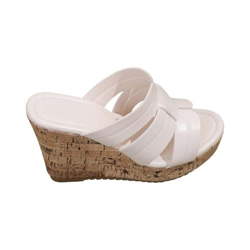 Mules pour femme avec talon - Sandales compensées - Bout ouvert - Sandales à talon compensé - Chaussures d'été - Talons hauts - Sandales d'été - Pantoufles d'été - Sandales de loisirs - Sandales
