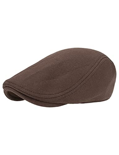 Gisdanchz Casquette Gavroche Cotton Homme Plate Vintage Irlandaise Hiver Beret Flat Cap Gatsby Newsboy Hat Marron
