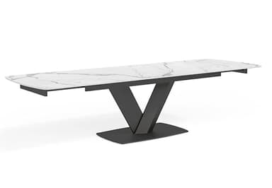 Meublissime Kenza - Table à Manger Extensible en céramique - L 180/260 - Céramique Blanche