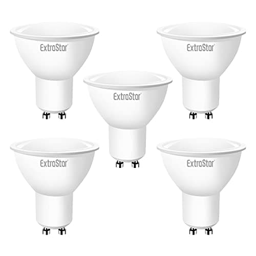 EXTRASTAR Lot de 5 ampoules LED GU10 8W (équivalent à 80W), Blanc Froid 6500 K 640 lumens, Ampoule led gu10 120° Larges Faisceaux，Lumière uniforme et douce, Non-Dimmable（Pack de 5）