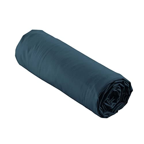 douceur d'intérieur, Drap Housse (180 x 200 cm) Percaline Bleu Nuit, Percale de Coton