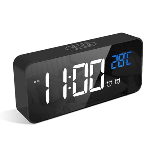 LATEC Réveil Numérique, Alarm Réveil LED avec Fonction Snooze, Charge des Ports USB (Noir)