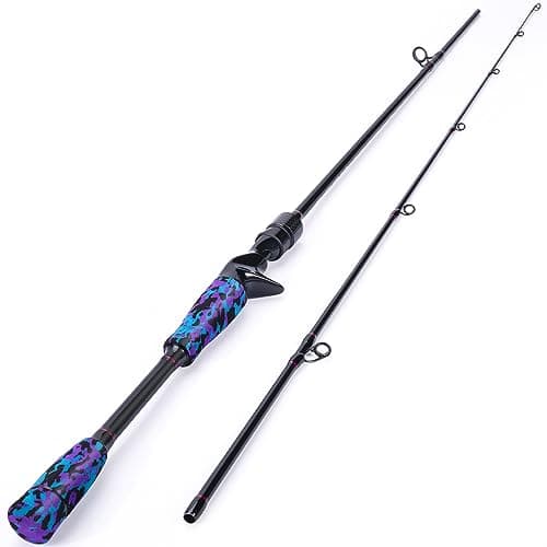 Sougayilang Canne à pêche à lancer en 2 parties - 28 tonnes de tube en carbone de carbone durable composite ou canne à pêche avec guides en acier inoxydable pour la pêche en eau douce et en mer -