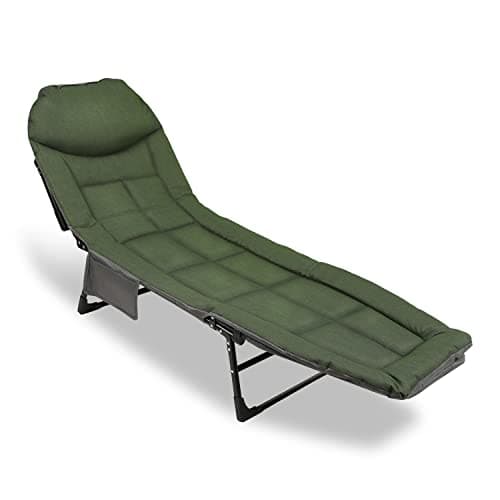 Daromigo Chaise longue pour pêche à la carpe, avec sac de rangement, pliable, charge maximale 150 kg, 200 x 64 x 32 cm, lit de camping rembourré