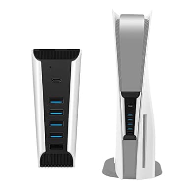Mcbazel PS5 Console Hub USB2.0 5 Ports, multiport Haute Vitesse Transfert de données Hub d'extension USB C à Charge Rapide pour PS5 Digital/UHD Edition – Noir (Pas pour PS5 Slim)
