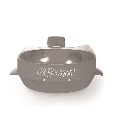 Cook Concept Cuiseur vapeur pour four à micro-ondes, Couleur aléatoire, Gris/Rouge/Vert, 1,2 L, 22,36 x 22,36 x 16,78 cm