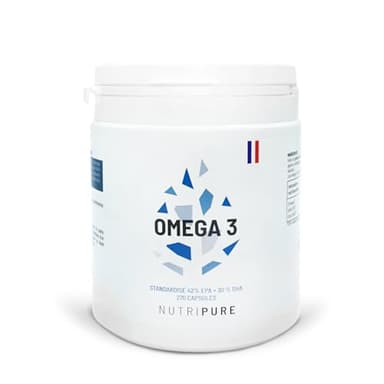 Nutripure | Omega 3 3000mg | Complément Alimentaire Défense | Huile de Poisson labélisée | Haute Concentration en EPA et DHA | Hautement Biodisponible | 270 gélules | Cure de 3 mois | Made in France