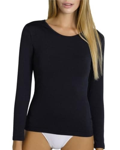 Valko sous Vetement Thermique Femme - Pull Femme Hiver - sous Pull Femme - Tee Shirt Manche Longue Femme - Vetement Femme Hiver (M, Noir)