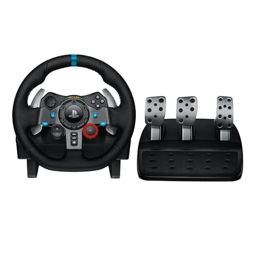 Logitech G29 Driving Volant de Course en Cuir avec Pédales, Retour de Force Réaliste, Palettes Volant en Acier Inoxydable, Rotation à 900°, Prise EU, PS5, PS4, PC, Mac - Noir