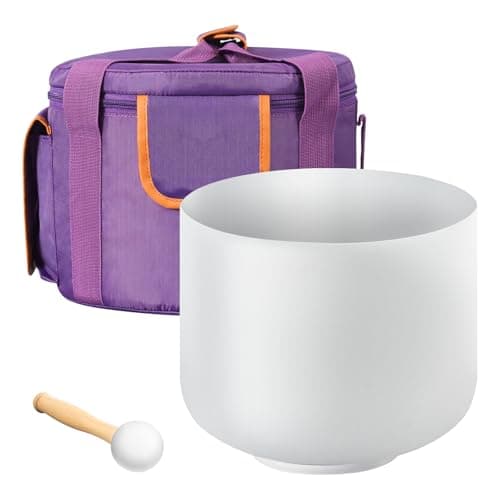 VEVOR Bol chantant en cristal de quartz givré, bol chantant chakra du cœur note F, 20,3 cm, avec maillet en caoutchouc, joint torique, sac de transport 20,3 cm, pour méditation, yoga, guérison sonore