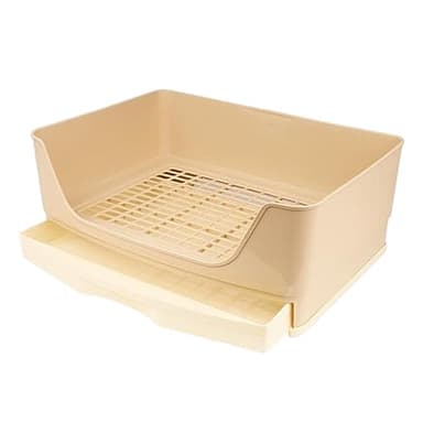 Folpus Lapin Litière Toilettes Fond Antidérapant Nettoyage Facile Tiroir Portable Design Bunny Potty Pan pour Hamster Pet Supplies - Beige