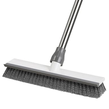 Mitclear 2 en 1 Brosse à Récurer Sol avec Long Manche(128cm), Brosse Sol avec Poils Durable et Raclette pour Nettoyer Les Carreaux et Surfaces en Bois, Cuisine, Salle de Bain, Terrasse, Patio, Garage