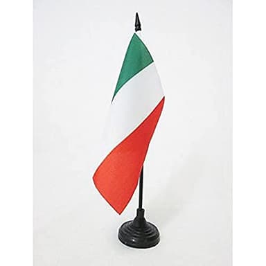 AZ FLAG - Drapeau De Table Italie République cisalpine 15x15 cm - Petit Drapeau Italien Ancien De Bureau 100% Polyester Avec Hampe De 25cm Et Socle En Plastique Noir