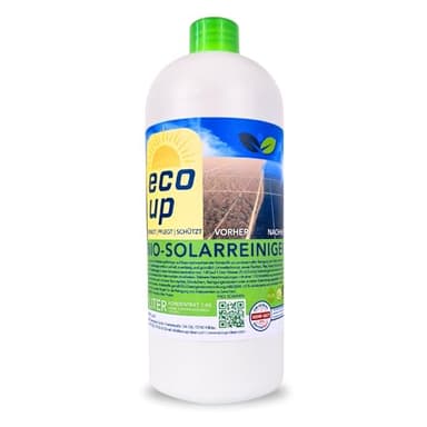 ecoUp Nettoyant solaire bio, 1 litre, concentré diluable 1:40, photovoltaïque, centrale électrique de balcon, nettoyant de panneau solaire, biodégradable, respectueux des matériaux, économique,