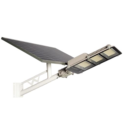 ELEDCO Lampadaire Solaire Extérieur 200 W, LED, Luminaire Exterieur, Lampe Exterieur, Panneau Solaire Orientable, Télécommande, Capteur de Mouvement