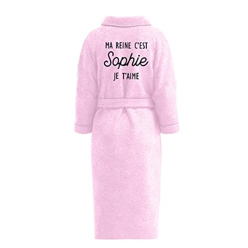 CADEAUX.COM - Peignoir de Bain Femme Personnalisé Message - Rose Taille M/L - Robe de Chambre Femme Longue - Cadeau Maman - Idée Cadeau Personnalisé - Idée Cadeau Fête des Mères - Idée Cadeau Femme
