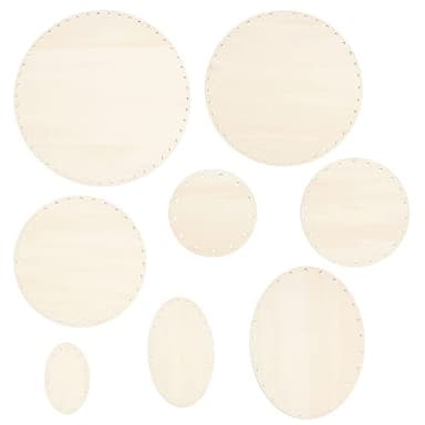 PH PandaHall 8pcs Fond de Panier pour Rotin, 8 Styles Rond/Ovale Ensemble de Base de Panier en Bois Panier Canne en Osier Tissé avec des Trous Pré-Percés de 3mm pour la vannerie