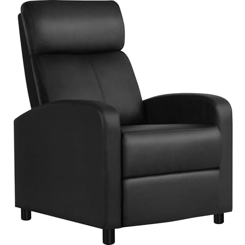 Yaheetech Fauteuil de Relaxation Chaise de Détente Siège de Canapé Fauteuil Relax/Chambre à Coucher/Cinéma Noir/Similicuir pour Salon