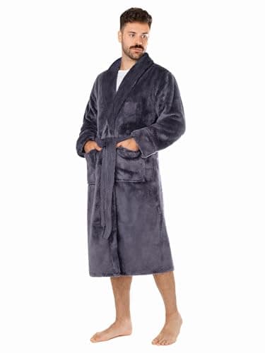 LEBENGOOD Robe de Chambre Homme Hiver, Peignoir Polaire, Sortie de Bain Chaude, OEKO-TEX®(BataHombre L,Marengo)