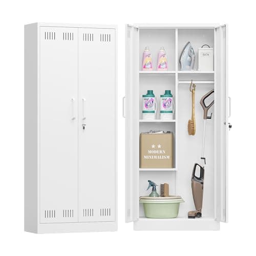 Sightlife Armoire à balais Armoire de Nettoyage Placard à Balai Meuble Rangement Balai Placard Polyvalent Armoires de Nettoyage pour Restaurant Cuisine Garage 70 x 30 x 168 cm