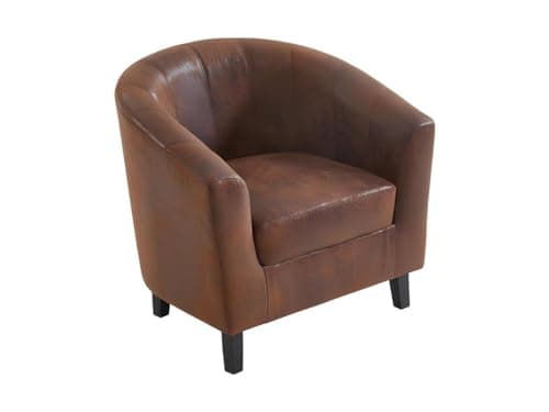 Vente-unique - Fauteuil Cabriolet en Microfibre vieillie Marron Cristobal II