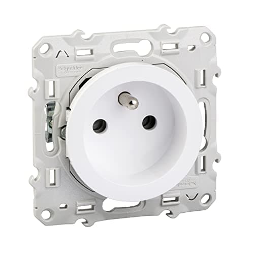 Schneider Electric S525059 Odace, prise de courant 2P+T, à griffes, 2 connexions rapides par pôle, Blanc Odace prise de courant 2P+T blanc, à griffes, 2 connexions rapides par pôle