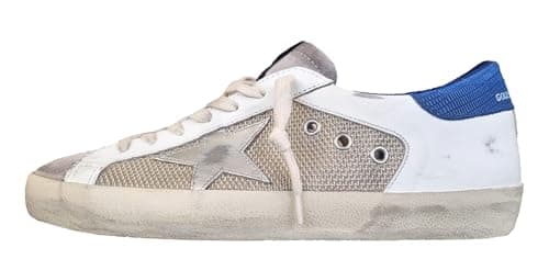 Golden goose Chaussures de sport Homme Vintage Superstar 15708 Blanc-Argent, Blanc Bleu Argent, 42 EU
