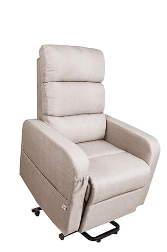 PEPE Mobility Fauteuil Relax Electrique (Tissu en Lin), Inclinable avec Télécommande, Releveur Comfort, Personnes Âgées, Beige