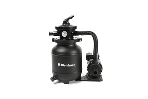 Steinbach Système de Filtration Classic 250N - 040385 - Pompe pour piscines jusqu'à 19.000 l - avec vanne 7 Voies avec Levier de réglage et manomètre