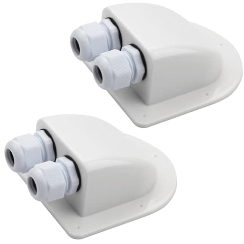 Mbsomnus 2 Pièce Passe Cable Etanche Passe Toit Camping Car Solaire IP68 Entrée Câble Double Blanc Fixation Panneau Solaire Camping Car ABS pour Camping Car Accessoires Bateau Caravane