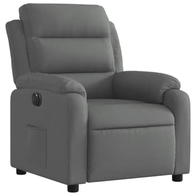 vidaXL Fauteuil Inclinable Électrique, Chaise de Relaxation avec Dossier, Siège avec Accoudoirs, Fauteuil TV de Salle de Séjour, Gris Foncé Tissu