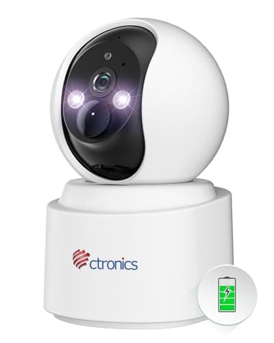 Ctronics WiFi et Batterie- 2,5K 4MP Caméra Surveillance WiFi Interieur sans Fil, IP Camera WiFi 2,4G avec PIR Détection Humaine Suivi Auto Audio Bidirectionnel Vision Nocturne Couleur Cloud/PC