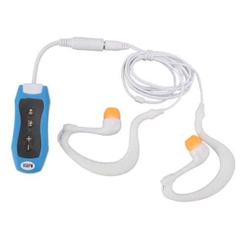 Elprico Lecteur MP3 de Natation étanche, Mémoire 8 Go, Lecteur de Musique USB 2.0 Rechargeable IPX8, pour Les Nageurs, Les Sports Nautiques et Les Activités sous-Marines (Blue)
