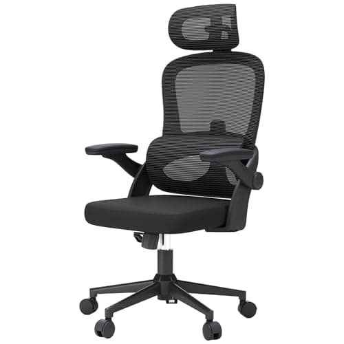 SIHOO M102C Chaise de Bureau, Chaise Ergonomique Fauteuil de Bureau Dossier Haut, Chaise de Bureau Grande et Haute avec accoudoirs rabattables, Soutien Lombaire réglable, Chaise avec appuie-tête，Noir