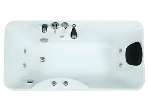 Vente-unique - Baignoire balnéo blanche - 1 place - 140L - 150 x 75 x 54,5 cm - Angle gauche - GAVINO