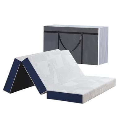 Hiimgo Matelas Pliable 140x190x10cm - Housse Amovible Respirante Lavable,Matelas invité Pliable en, Mousse à Mémoire de Forme en Gel,Sac de Transport - Parfait lit Pliant 2 Places