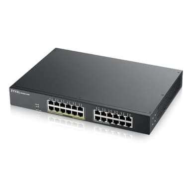 Zyxel Switch 24 ports Gigabit PoE | Gestion intelligente | Montage en rack | 12 ports PoE+ avec une puissance de 130 Watts | VLAN, IGMP, QoS | Garantie à vie [GS1900-24EP]