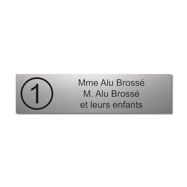 Plaque gravée pour nom et numéro boîte aux lettres autocollante 10x2,5cm personnalisée 1 à 3 lignes Alu Brossé