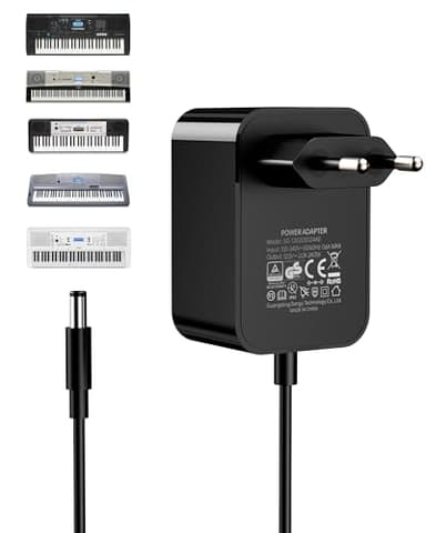 RENGOGA 12V/2A Chargeur pour Clavier Yamaha Adaptateur Secteur d’Alimentation pour PA-130a PA-130b PA-150b P45 PA-3b PA-3c PA-5d PSR-210 PSR-78 P125 E373 Piano électronique 24W 1.5M
