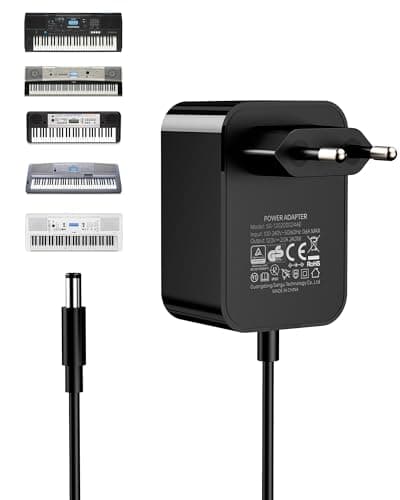 RENGOGA 12V/2A Chargeur pour Clavier Yamaha Adaptateur Secteur d’Alimentation pour PA-130a PA-130b PA-150b P45 PA-3b PA-3c PA-5d PSR-210 PSR-78 P125 E373 Piano électronique 24W 1.5M
