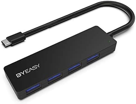 BYEASY Hub USB C vers USB 3.0 avec 4 Ports, répartiteur USB C Portable Ultra Fin pour MacBook Pro 2018 2017, iMac, Google Chromebook Pixelbook, XPS, Samsung S9, S8 et Plus (Noir)