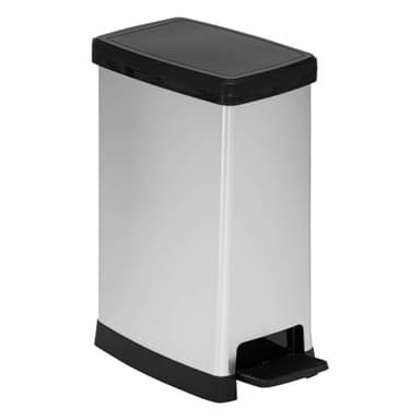 5five - Poubelle à Pédale - Capacité 40L - Plastique et Métal - Gris - Fermeture Silencieuse - Revêtement anti-tâches - Facile à Nettoyer