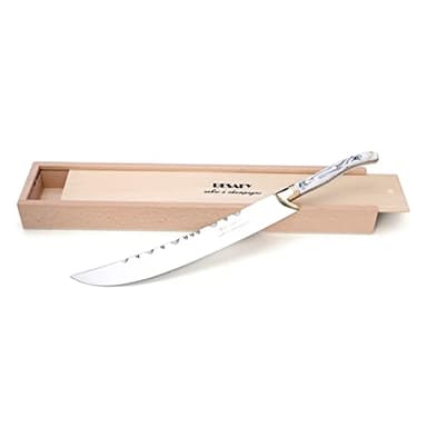 Resafy Sabre à champagne avec boîte en bois Couteau à champagne Épée à champagne Ouvre-champagne Blanc