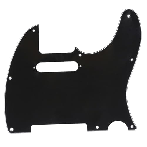Musiclily 8 Trous Tele Pickguard pour Guitare électrique Fender USA/Mexique Standard Telecaster Style Moderne, 3plis Noir