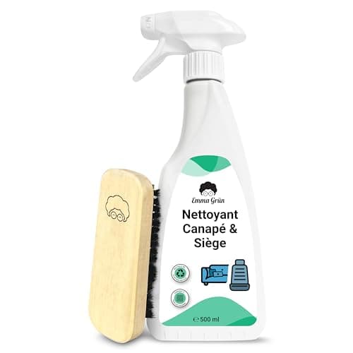 Nettoyant Premium pour Canapés & Sièges Auto, Nettoyant Durable pour Canapés 500ml, Nettoyant pour Canapés & Meubles Rembourrés avec Brosse, Emma Grün Détachant Canapé d'Allemagne