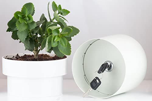 Castell Deco - Coffre-fort camouflé en forme de pot, petit coffre-fort avec clé, 4 couleurs, coffre-fort camouflé (blanc)